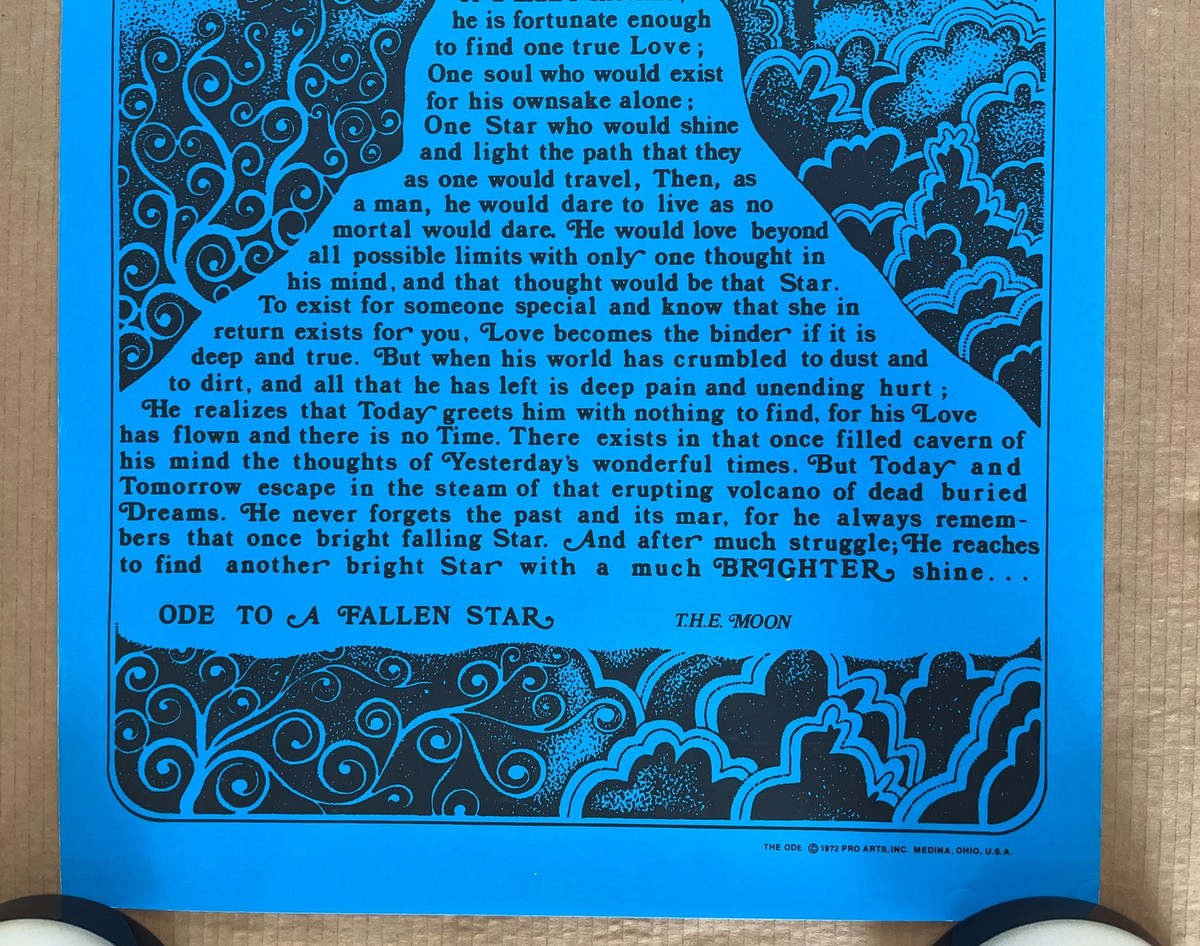 Original Vintage 1972 70s Pro Art The Ode Fallen Star Moon Poster