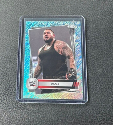 2025 Topps Chrome WWE Rezar Aqua Shimmer Refractor 085/199