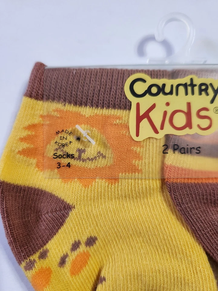 Country Kids мальчика baby носки лев размер 0-3 месяцев желтый, коричневый и оранжевый новый - Изображение 3 из 4