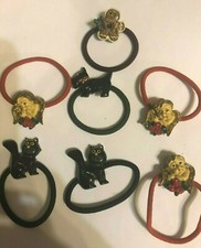  6 Cherub, Cat, Terrier, Watermelon, Gingerbread  10 Plain Ponytail Holders
