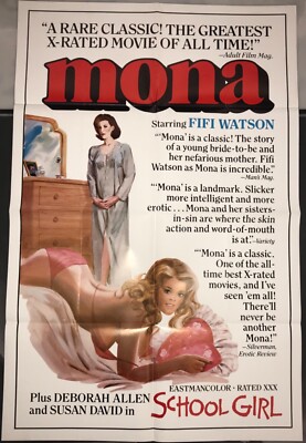 X-RATED Movie Poster Mona School Girl SEXPLOITATION XXX Original VTG 27'' x 41''