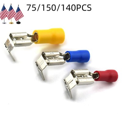 75/140/150pcs 10-22AWG Insulated 6.3mm Piggyback Spade Crimp Terminal Connectors