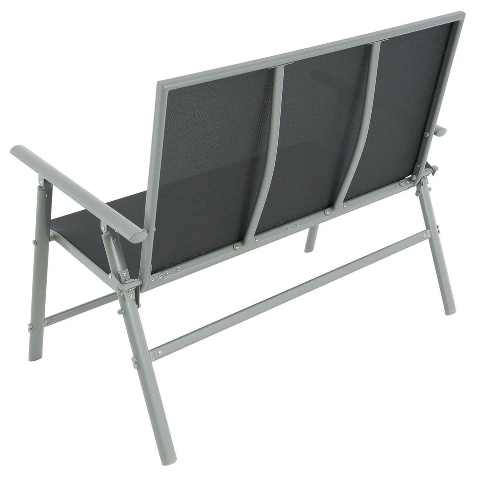 Gartenbank Alu + Stahl Textilene schwarz 2-Sitzer Alu-Bank Sitzbank Gartenmöbel - Bild 2 von 4