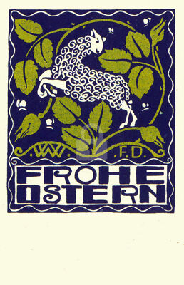 Wiener Werkstatte Postcard 20 Franz Karl Delavilla, Happy Easter 1907 COPY