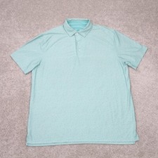 Hickey Freeman Polo Shirt Mens Large Green Floral Print Short Sleeve Pullover