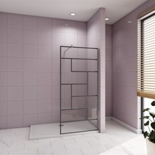 200cm Walk in Duschwand 8mm ESG mit Gitter Nano Glas Glastrennwand Duschwand