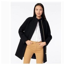 J. Crew Women's Stadium Cloth Cocoon Coat, 2015 Wool Long Sleeve Black Size 2p