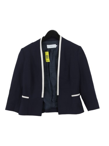 John Lewis Women's Blazer UK 10 Blue Viscose with Elastane, Nylon Overcoat
