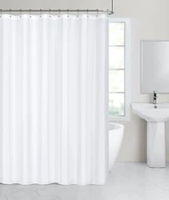 Deluxe Hotel Fabric Shower Curtain Liner With Metal Grommets, White, 70x72