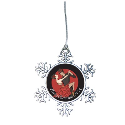 Tango Dancing 2024 Silver Metal Snowflake Christmas Ornament Gift Dance