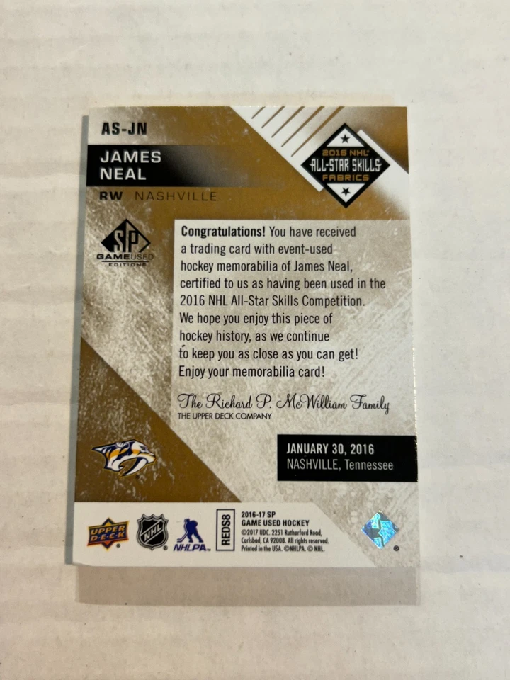 2016-17 SP GAME USED JAMES NEAL 20/35 ALL STAR SKILLS GAME USED LOGO PATCH G2 - Image 2 of 2