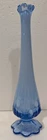 Fenton Periwinkle Blue Swung Glass 10” Bud Vase Cabbage Rose Pattern