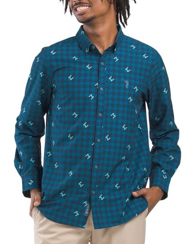 NUEVO CON ETIQUETAS $95 Camisa William "Bill" Murray Golf Pata de Gallo Manga Larga Botón: Talla L - Imagen 9 de 10