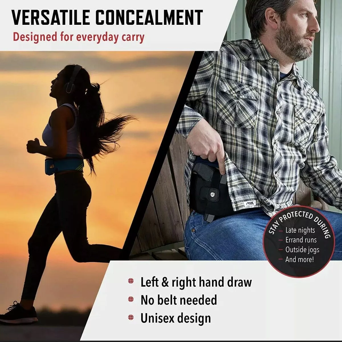 Belly Band Holster Concealed Hand Gun Carry Pistol Waist Belt