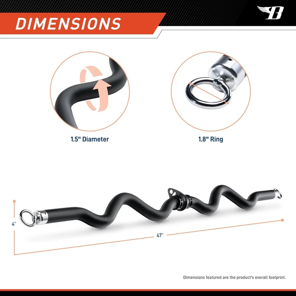 Barra de rizos de ejercicio de lujo para dorsales, rizos y más BBEB-7355 negra 47 pulgadas Foto 2 de 4