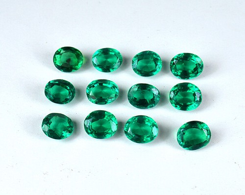 103.85 Cts/12Pcs Wholesale Lot Lab Created Emerald Oval Shape Loose Gemstone - Picture 3 of 4