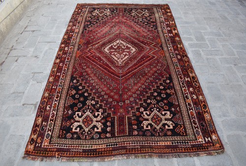 Alfombra antigua caucásica Abadeh de la década de 1920 5x8 alfombra tribal persa anudada a mano