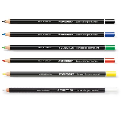 Staedtler 108 20 Lumocolor Glasochrom Permanent Dry-Marker Bleistift 6 Farben