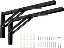 2 Pk 18 Heavy Duty Folding Shelf Brackets Bla...