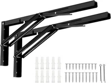 2 Pk 18" Heavy Duty Folding Shelf Brackets Black - Retail $27.99