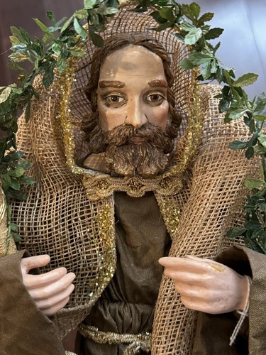 Vintage 3 Piece Nativity Mary Joseph Jesus Christmas Display stiffened fabric - Picture 10 of 13
