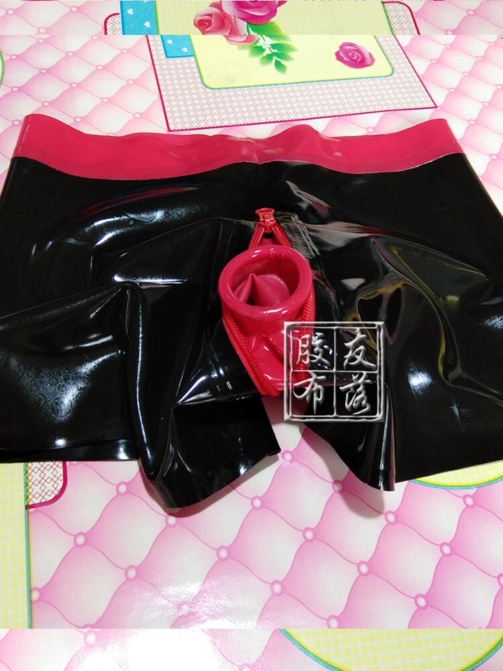 597 Men latex boxer zip hidden two condoms handmade custom made - Image 2 of 4