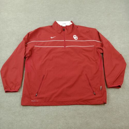 Oklahoma Sooners Windbreaker XL Red Football Mock Neck NCAA Nike Storm- Fit - Picture 1 of 10
