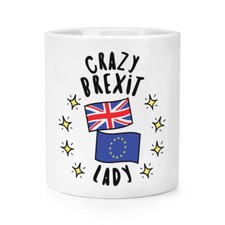 Crazy Brexit Lady Makeup Brush Pencil Pot Funny Political Britain Europe EU