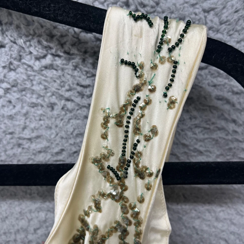 Vestido De Colección Ceil Chapman Champán Cuentas Lentejuelas Años 50 Seda Satén Midi Elegante Foto 4 de 4