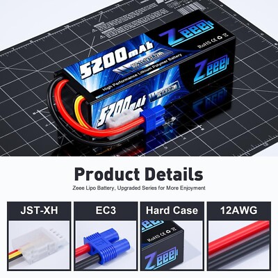 2x ZEEE 11.1v 3s 5200mah Ec3 Lipo Battery 80c for RC Car Truck