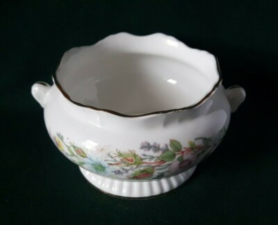 AYNSLEY WILD TUDOR ZUCKERDOSE BONE CHINA ZUCKERBECKEN ROSA BLAU & GELBE BLUMEN