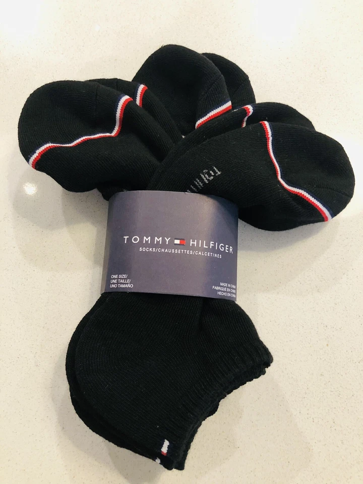 12 pares de calcetines Tommy Hilfiger para hombre corte bajo negro algodón talla uk9-12/us10-13 Foto 2 de 4