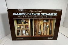 Seville Classics 5 Piece Bamboo Storage Bins Organizer Boxes