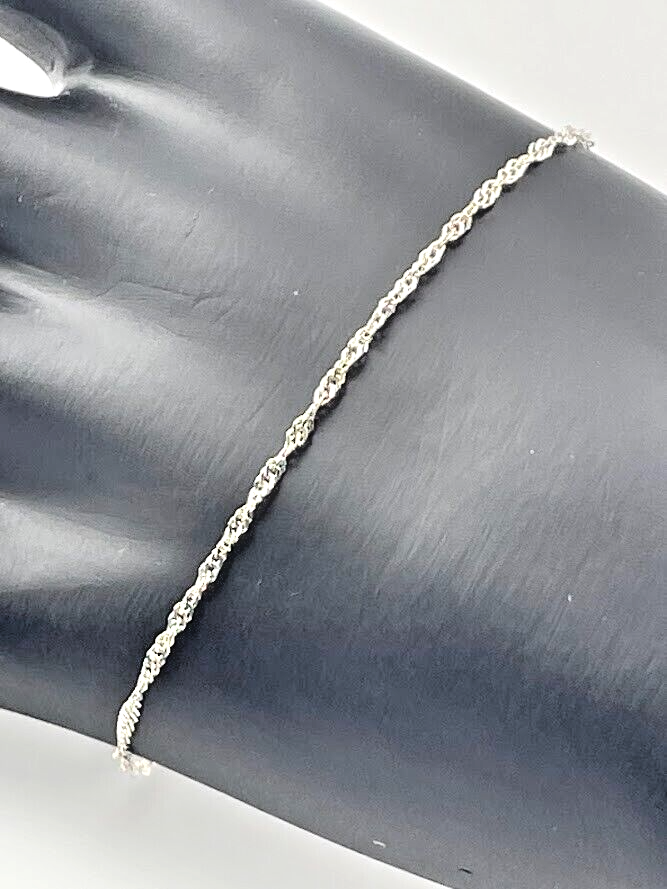 Italy 925 Sterling Silver Delicate Singapore Chain Anklet Bracelet 10 Inch 2961