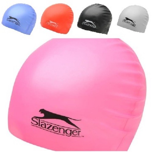 Slazenger Junior Silcone Swimming Cap NEW Swim Hat Boys Girls Kids Black  Pink