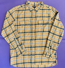 Hurley Mens Classic Fit Flannel Button Shirt Yellow/Blue/White Plaid • XL