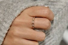 14k Chain Ring, Chain Style Rose Gold Diamond Band, Wedding Diamond Gold Ring,