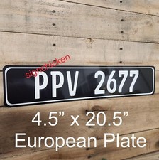 All Black White Text - European License Plate Custom Personalized Any Text