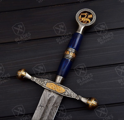 Saint George Dragon Slayer Sword Damascus Steel Historical Sword Legendary Sword