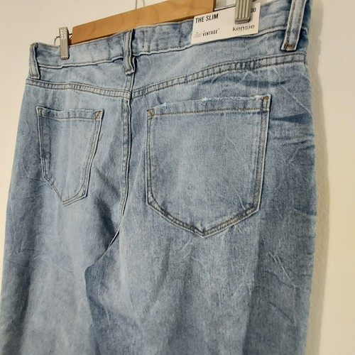 Pantalones de mezclilla Kensie para mujer The Slim 10/30 True Vintage lavado medio desgastado boho NUEVO - Imagen 11 de 14