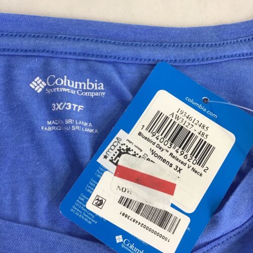 Nueva camiseta de día Columbia Bluebird relajada esquina de nuevo agua ondulada para mujer Plus 3X - Imagen 3 de 6