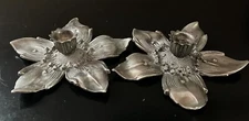 vintage F. B. Rogers set of 2 candlestick holders floral E. P. Zinc Italy
