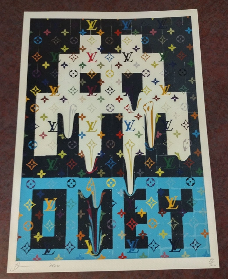 Impresión de arte urbano callejero ENMARCADO firmado edición limitada DEATH NYC 45x32 cm Invader Obey Foto 2 de 3