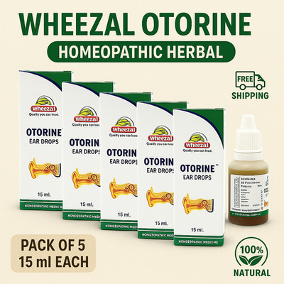 Wheezal Otorine Ear Drops Homeopathic Herbal Supplement | Pack of 5 × 15 ml Each