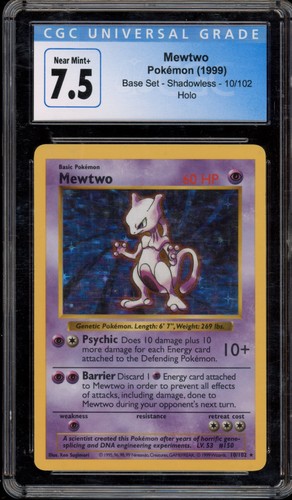 Mewtwo (Shadowless) graded CGC 7.5 for sale on eBay