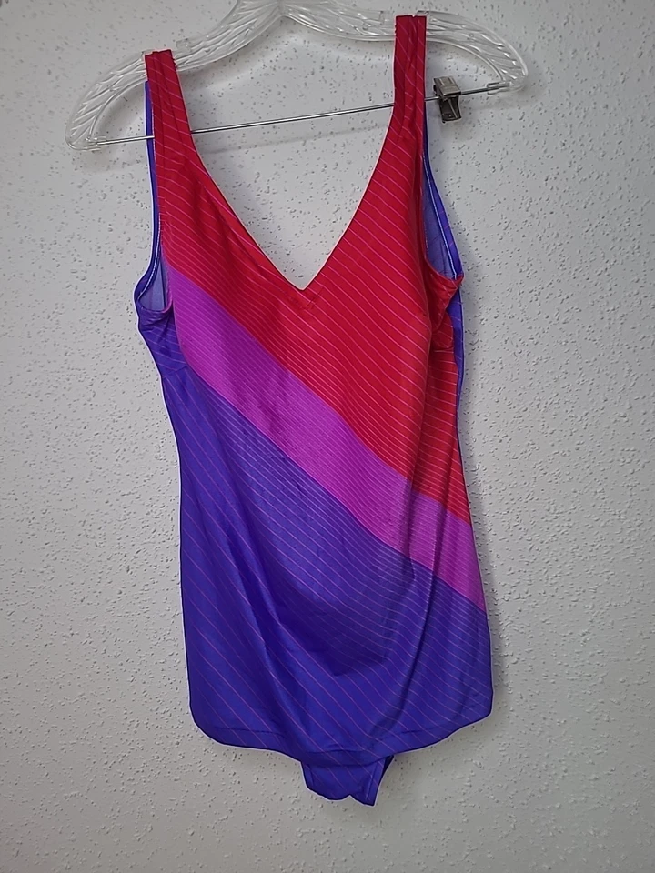 Vintage 70s 80s Jantzen Retro Pin Up One Piece Swimsuit Pointy Dart Bra Size 18 - Image 3 of 4