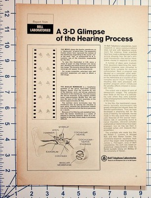 Bell Labs 3-D Hearing Process Report Vintage Science Ephemera Diagram