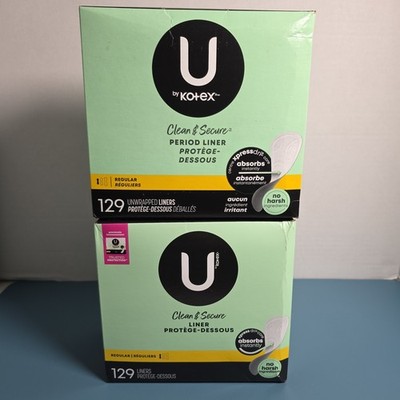 U by Kotex Clean & Secure Panty Liners, Light Absorbency, Regular Length, 129 Ct