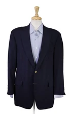 Paul Stuart Navy Blue Gold Metal Buttons 2-Btn Blazer Jackcet 44R