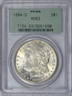1884-O MORGAN SILVER DOLLAR PCGS MS63 OGH WHITE BU LUSTER
